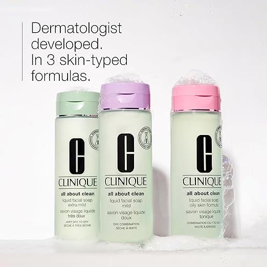 Clinique All About Clean Liquid Facial Soap Extra Mild 6.7oz - Curly Luxe