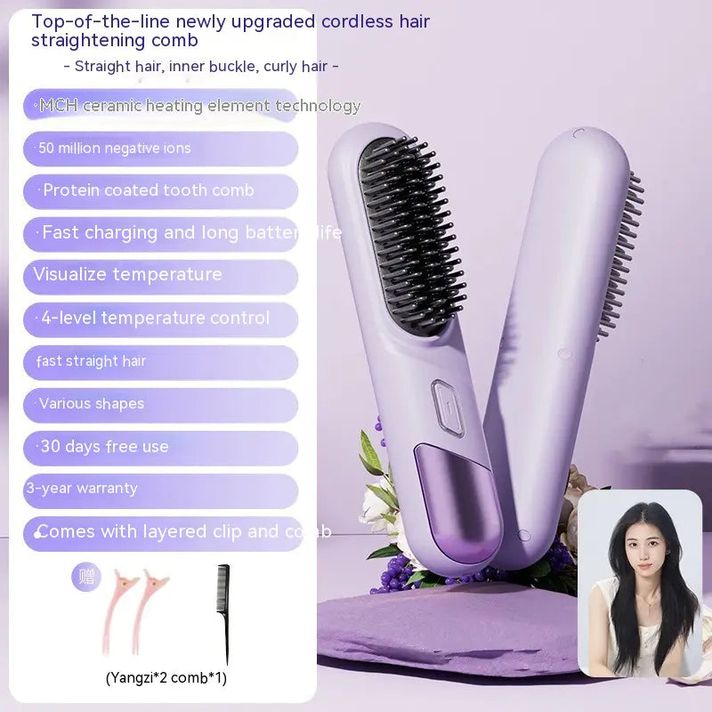 Portable Wireless Straight Comb for Hair Care - Curly Luxe