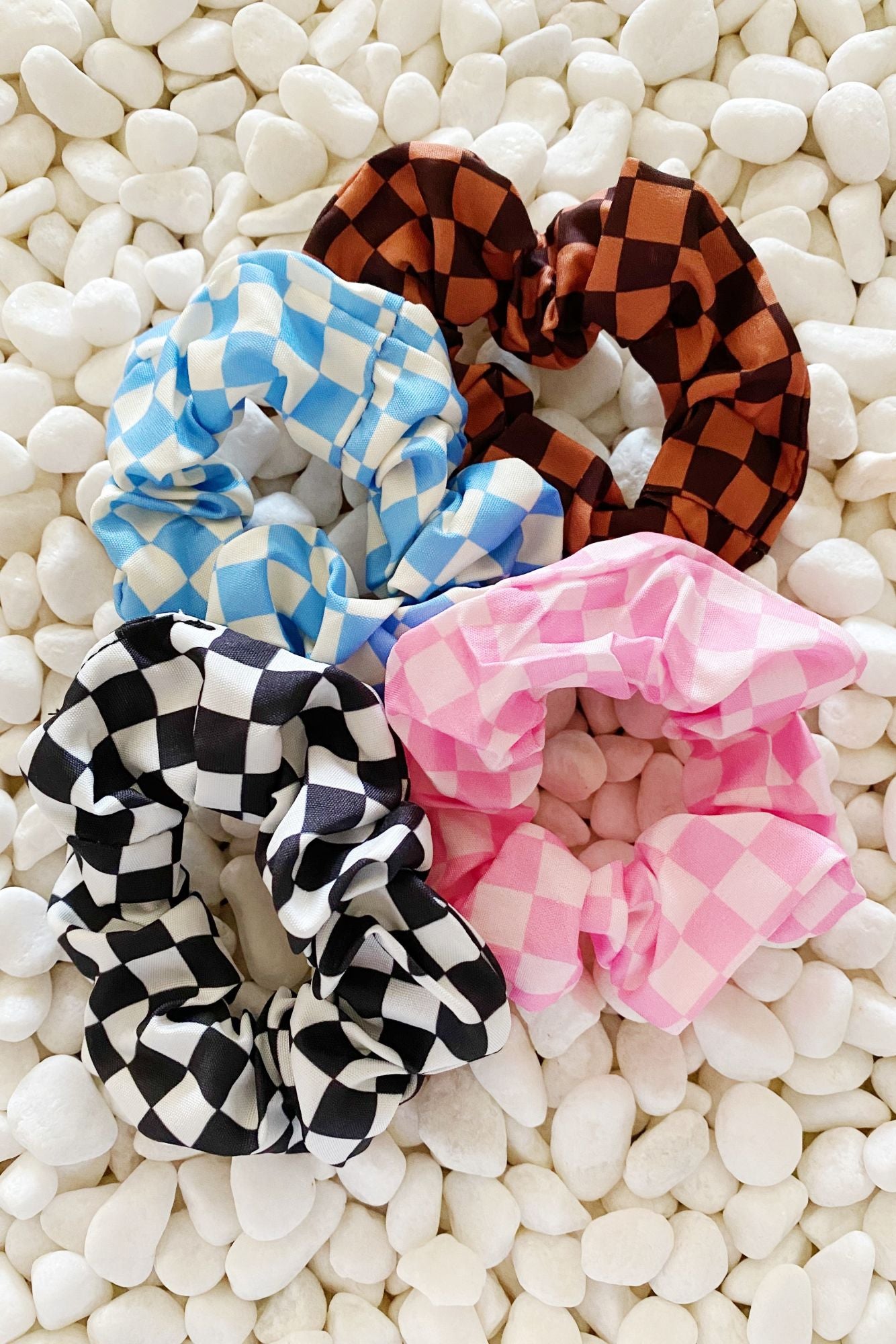 Checkerboard Hair Scrunchie Set - Curly Luxe
