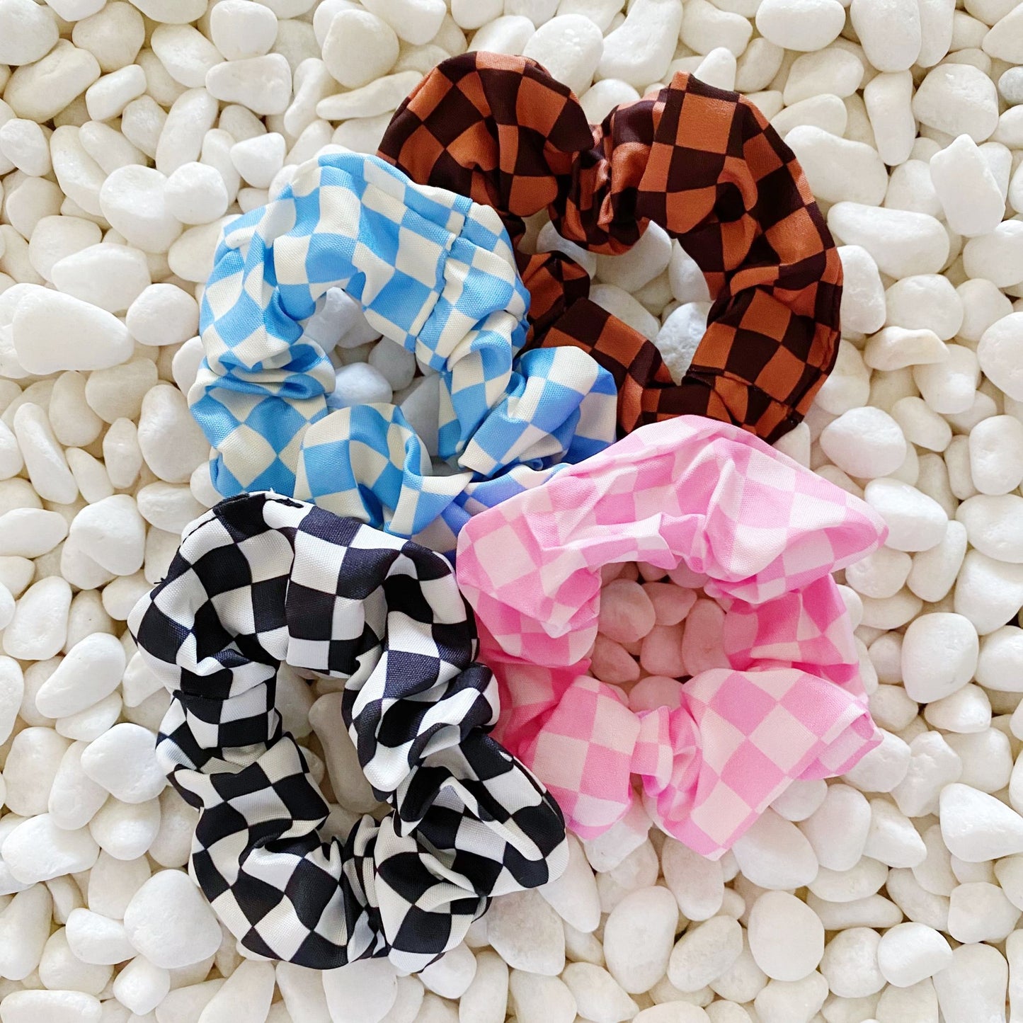 Checkerboard Hair Scrunchie Set - Curly Luxe
