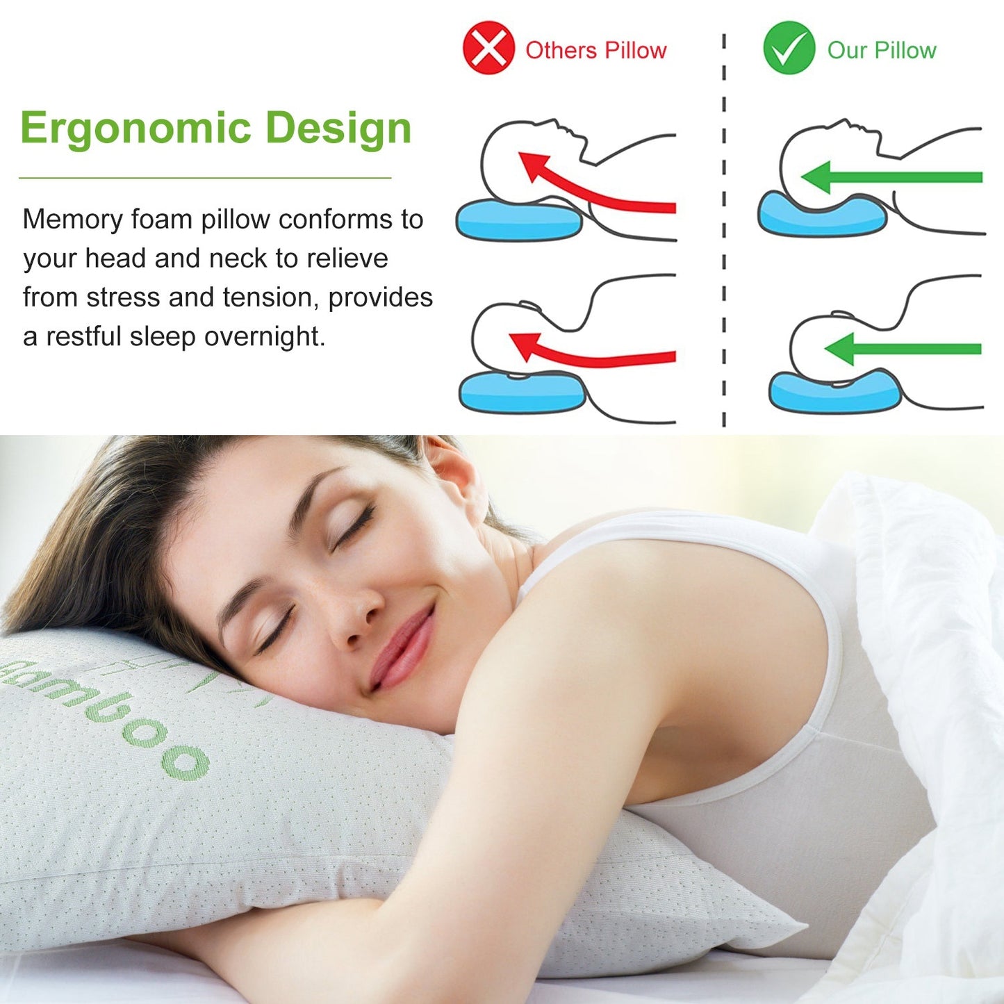Hypoallergenic Bamboo Memory Foam Pillow - Curly Luxe