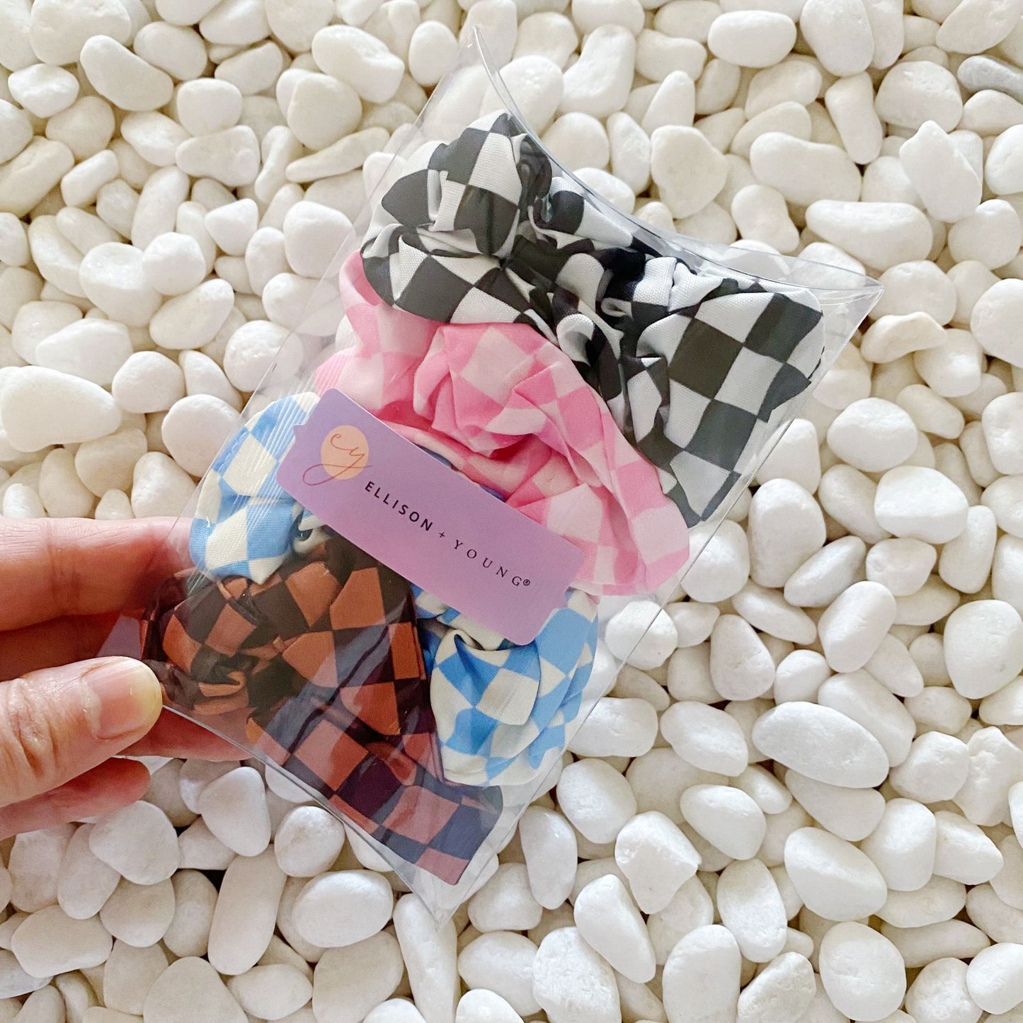 Checkerboard Hair Scrunchie Set - Curly Luxe