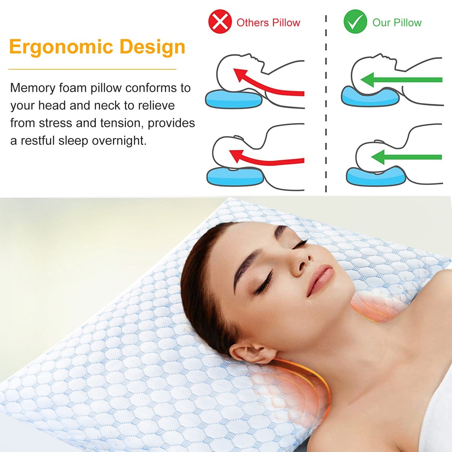 Cooling Memory Foam Pillow - Curly Luxe