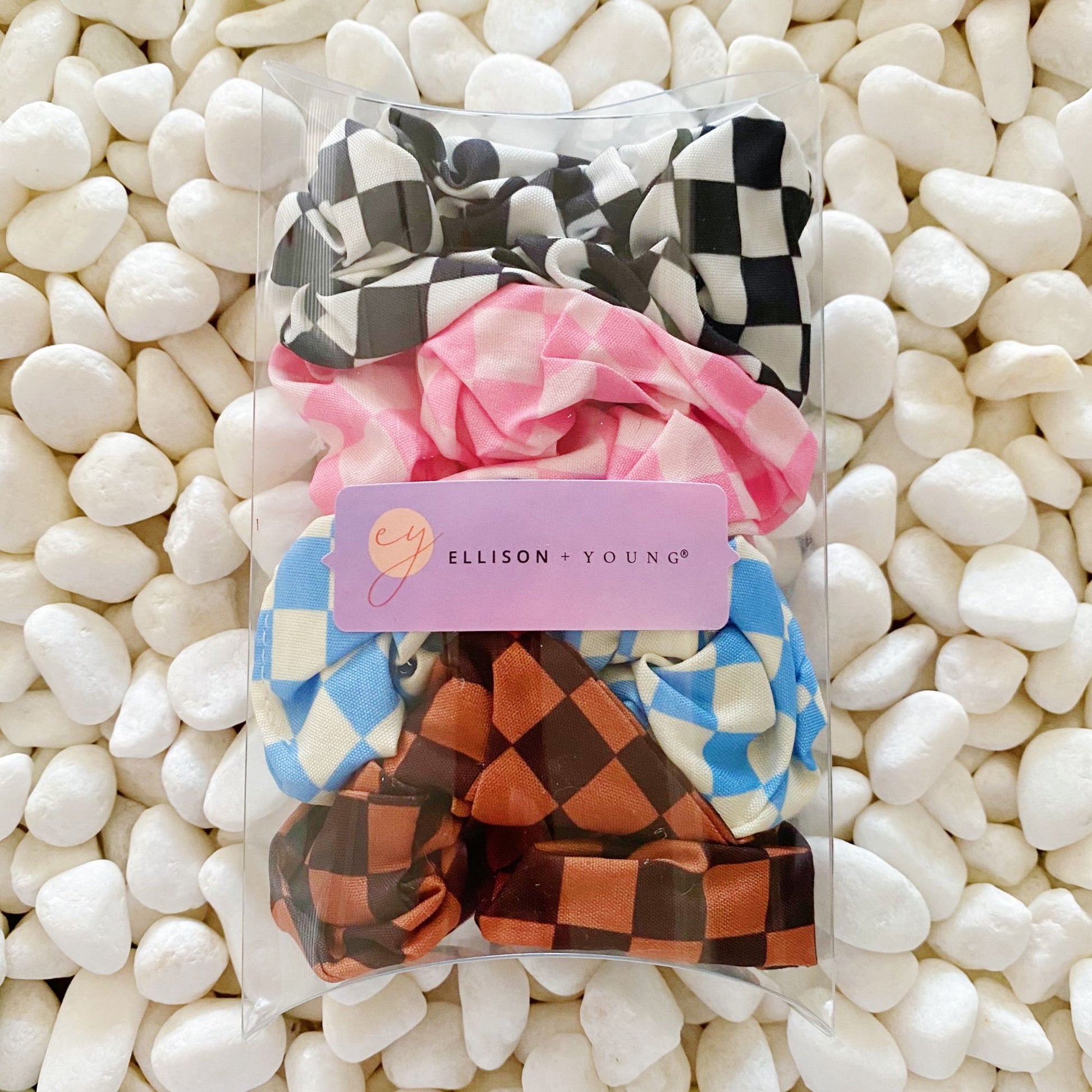 Checkerboard Hair Scrunchie Set - Curly Luxe