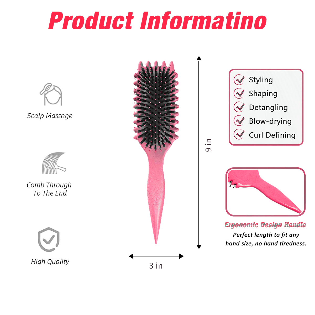 Curl Defining Brush - Pink - Curly Luxe