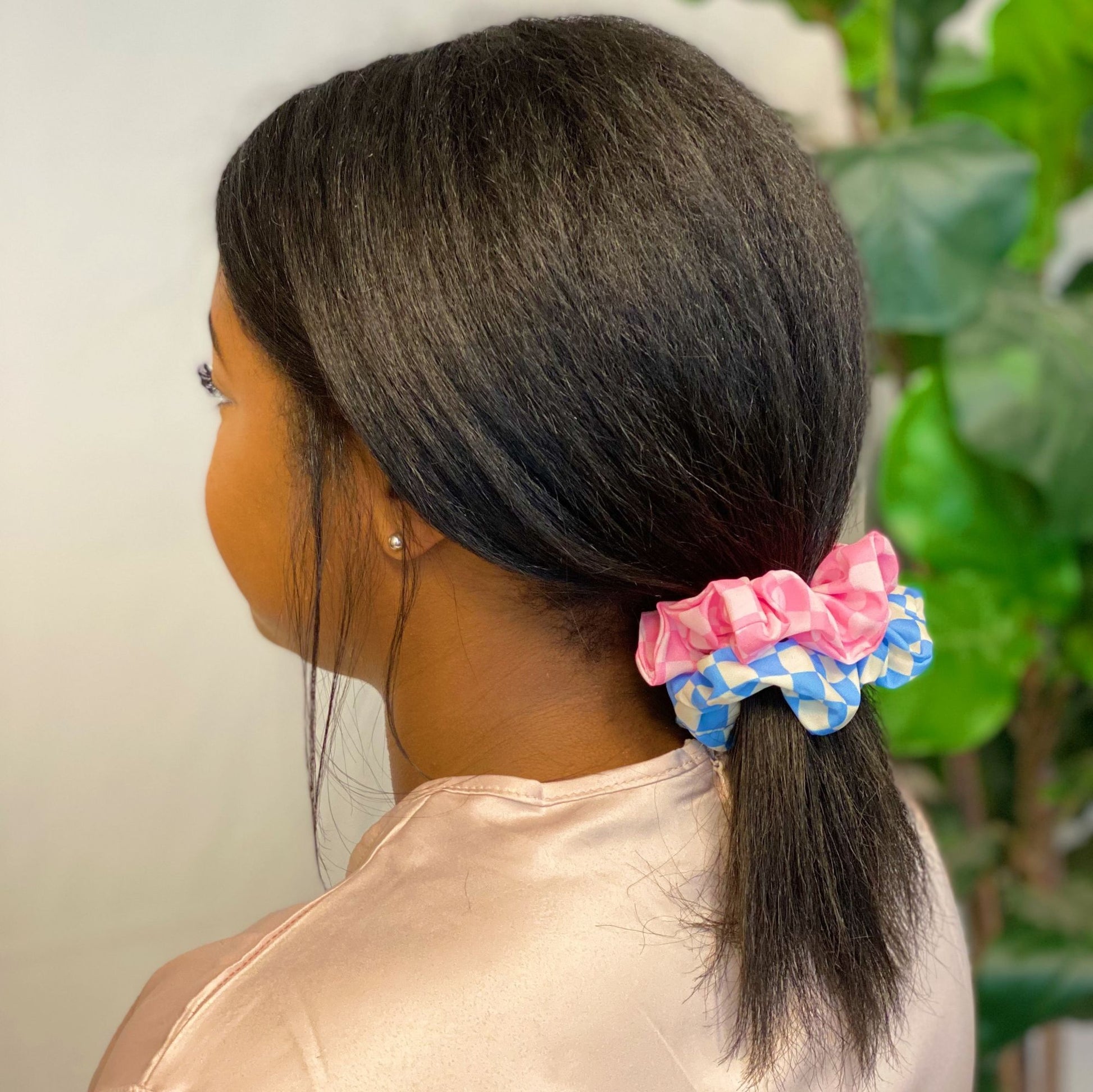 Checkerboard Hair Scrunchie Set - Curly Luxe